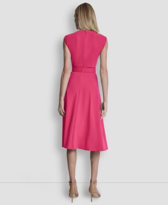 Women's V-Neck Belted Dress