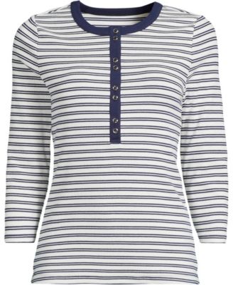 Women's 3/4 Sleeve Polished Rib Henley Top