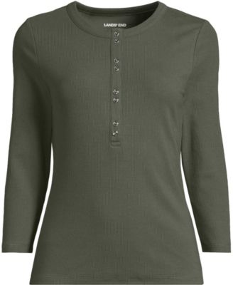 Women's 3/4 Sleeve Polished Rib Henley Top