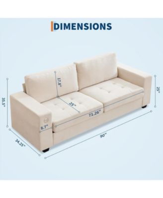 90" Oversized Cloud Couch, 114 Pounds Mid Century Chenille Sofa, No Assembly Required & Deep Seat