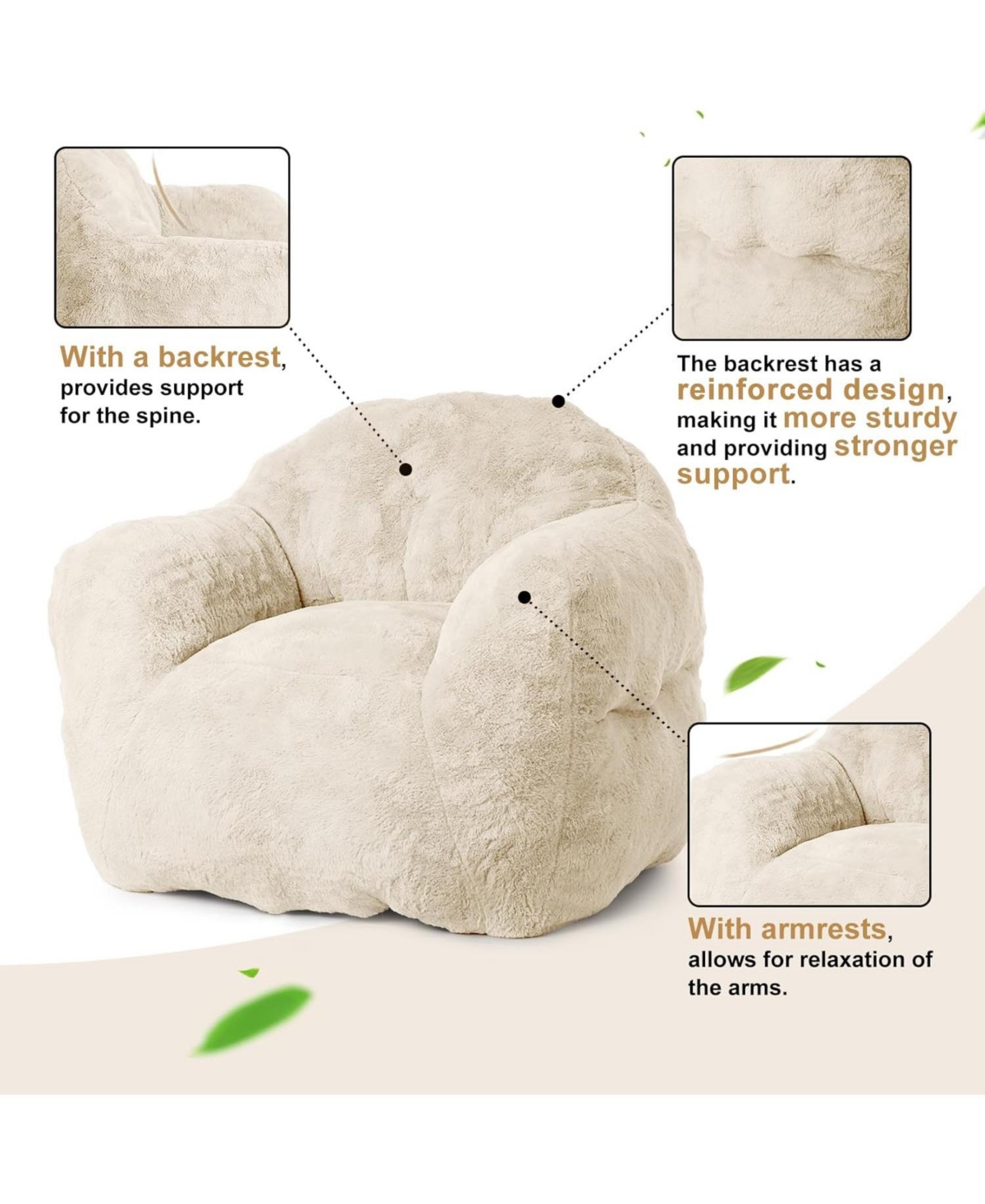 gaomon Large Bean Bag Chair, Adult Bean Bag Couch with Filler Included