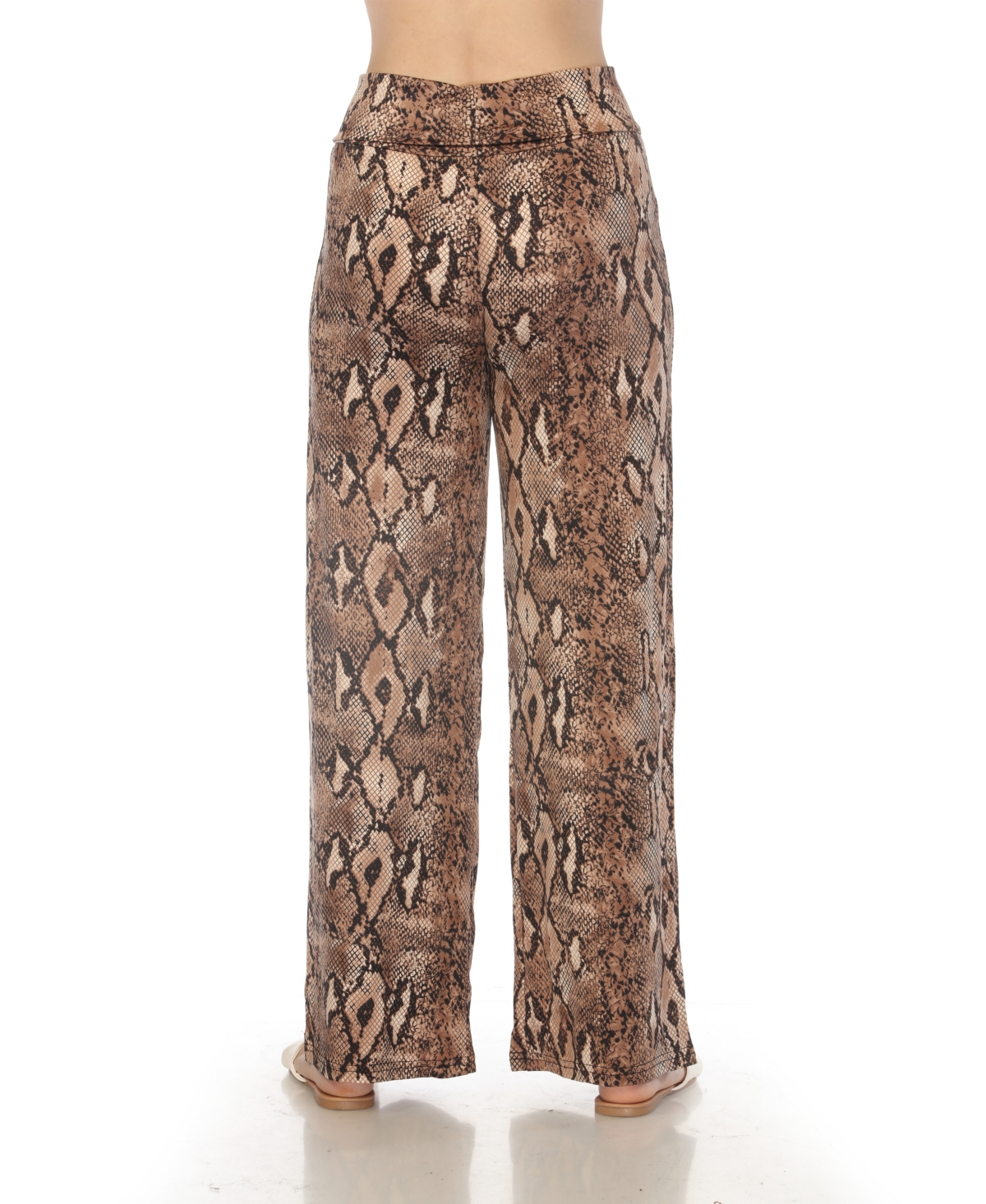 White Mark Women's High-Waist Floral Wide-Leg Pants