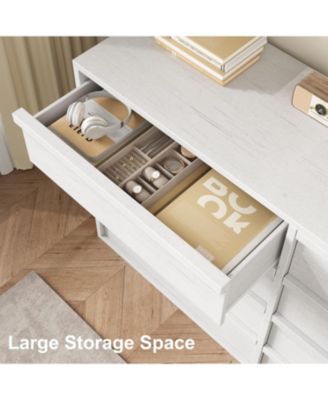 8 Drawer Antique Dresser, Wooden Double Chest for Living Room, Entryway