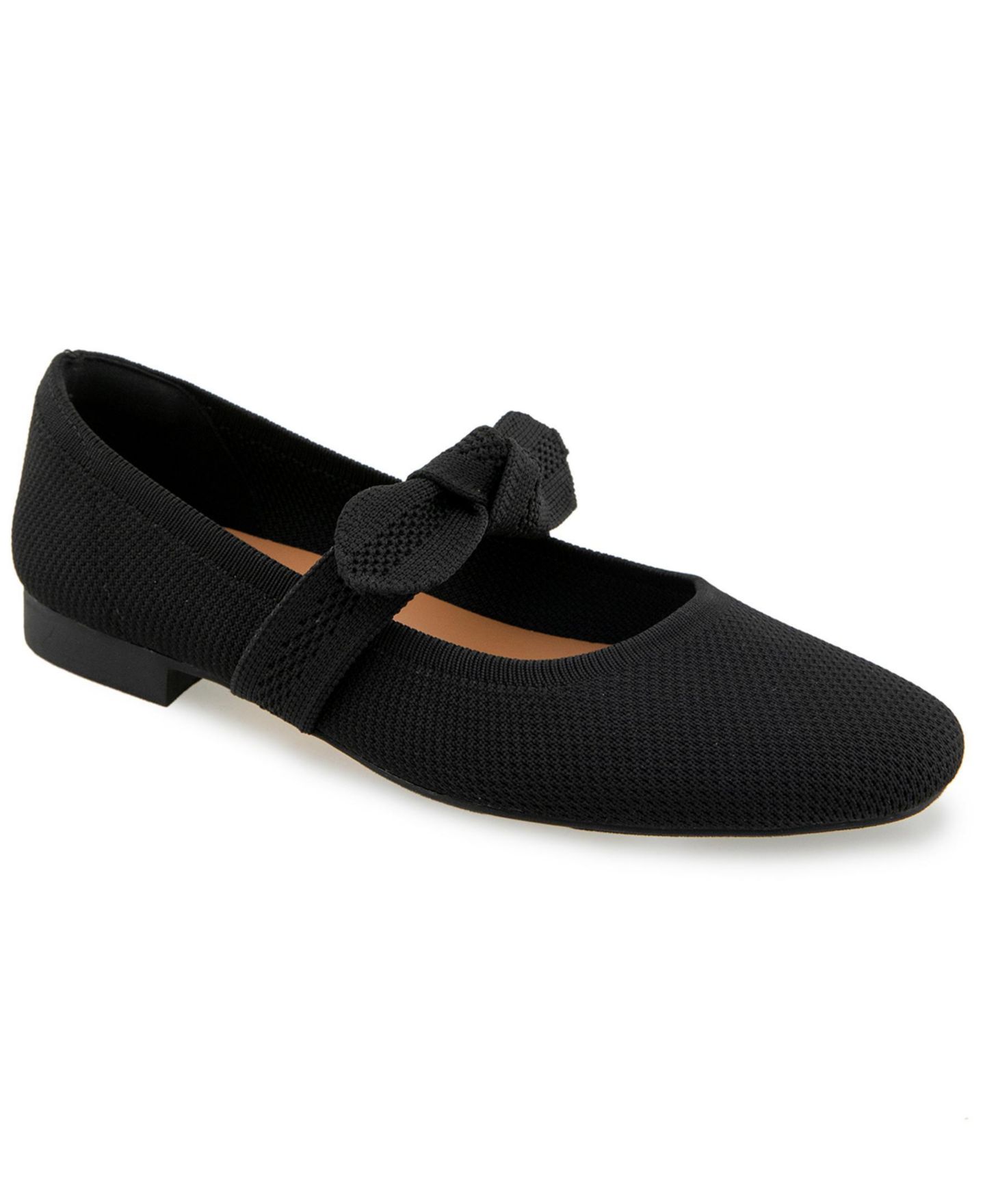 Женские балетки Kensie Ezir Knit Mary Jane Flat, цвет: Чёрный — фото 1