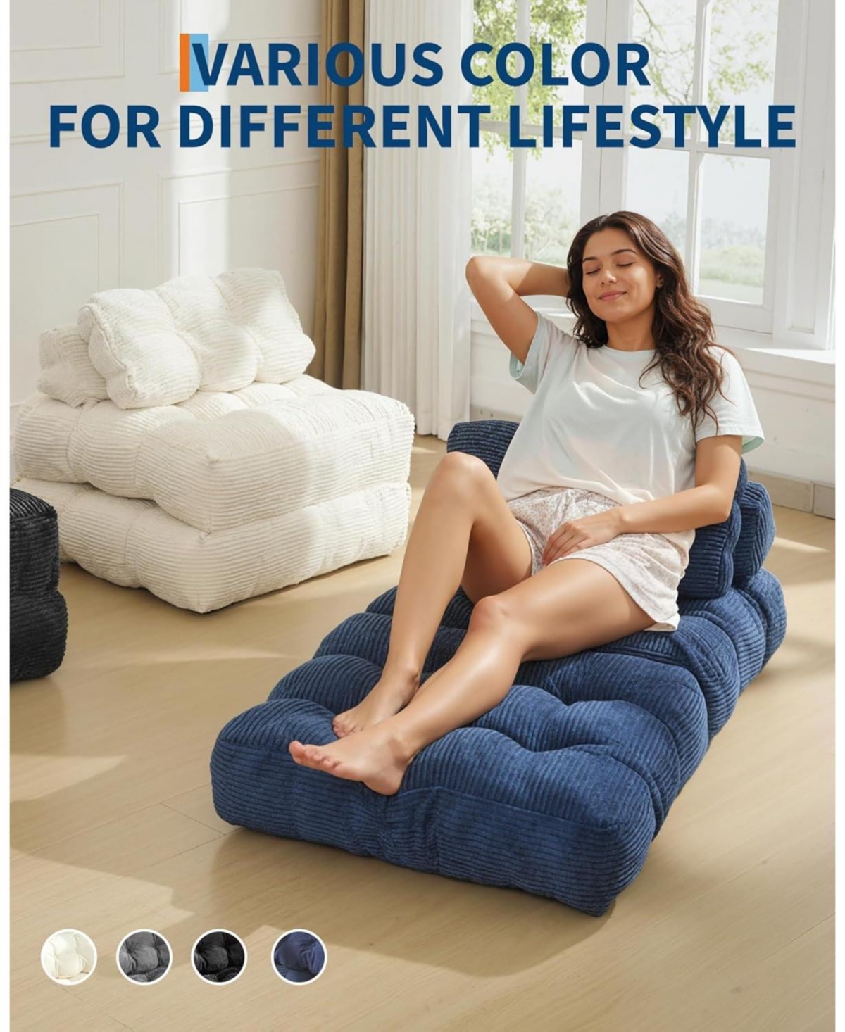 Gaomon Folding Sofa Bed,Convertible Sleeper Chair with Pillows & Back Support,Portable Fold Out Chair Bed Boneless Couch,Sofa Lounge for Living Room