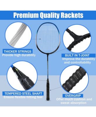 Badminton Rackets Set of 4 for Backyard Games Includes 4 Racquets 4 Nylon Shuttlecocks 4 Grip Tapes and Carrying Bag for Adults