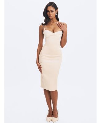 Women's Gracie Butter Ruched Satin Midi Dress