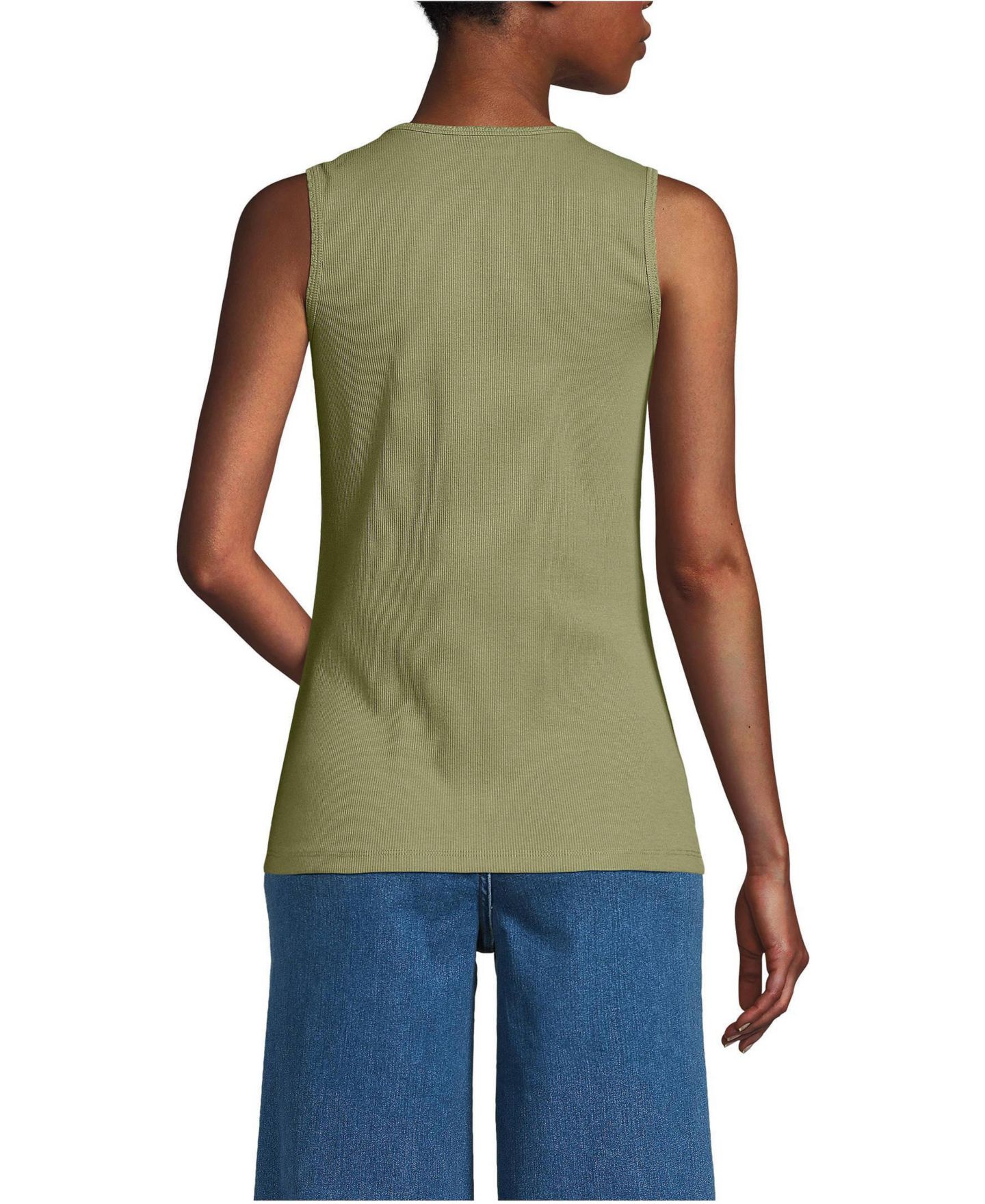 Женский топ Lands' End Micro Rib Square Neck, цвет: Оливковый — фото 2