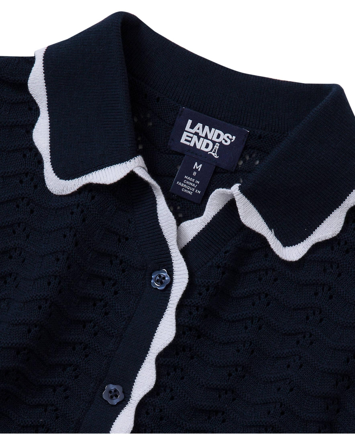 Lands' End Girls Short Sleeve Collared Sweater