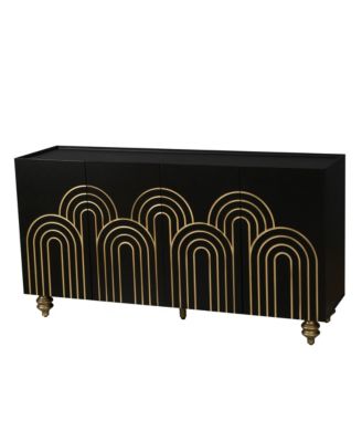 Modern Fluted Sideboard Buffet with 4 Doors and Adjustable Shelves for Kitchen and Dining Room