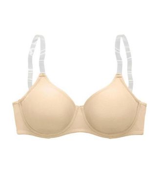 Women's B-DDD Clear Strap No-Padding Underwire T-Shirt Bra