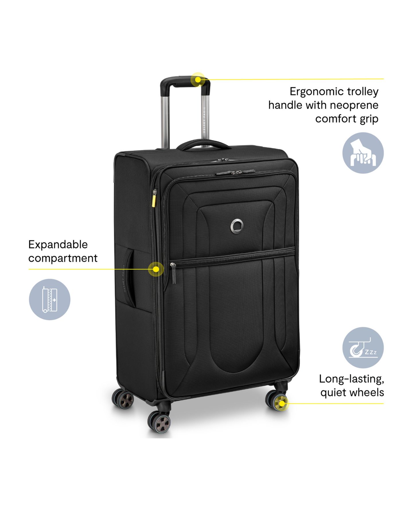 Чемодан Delsey Paris Shadow DLX Large Check-In Spinner, цвет: Чёрный — фото 2