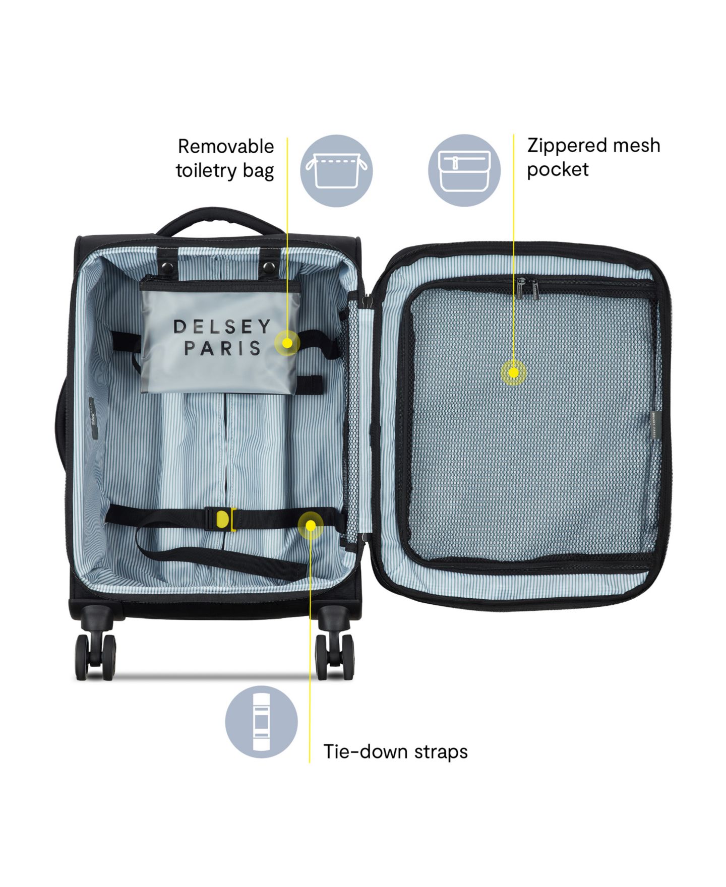 Чемодан Delsey Paris Shadow DLX Small Expandable Carry-On Spinner, цвет: Чёрный — фото 3