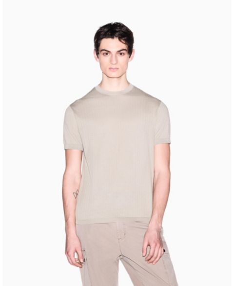 Мужской свитер A|X Armani Exchange Ibiza X Short Sleeve Ribbed, цвет: Бежевый