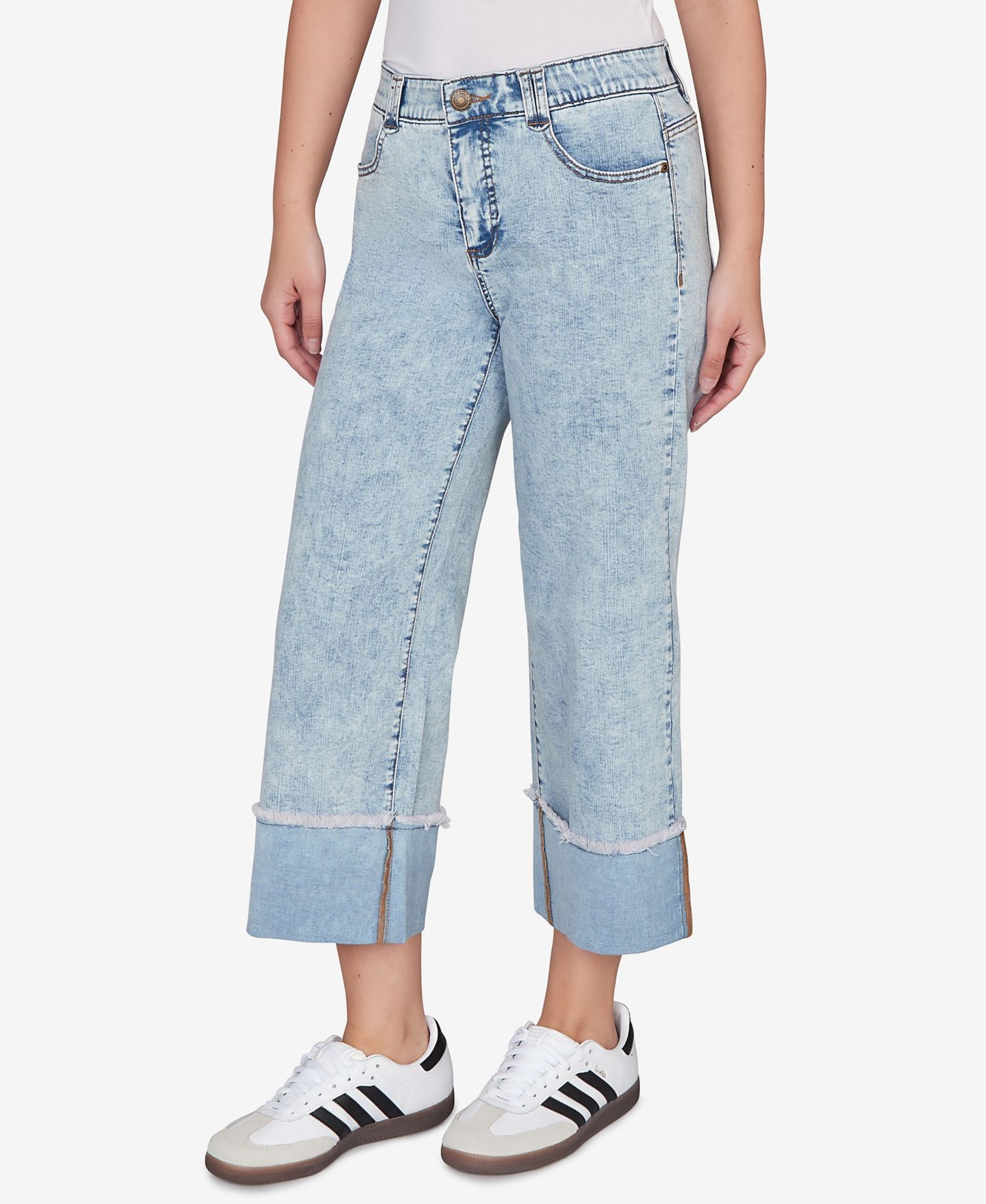Женские джинсы Ruby Rd. Petite Comfort Waist Wide-Leg Cropped Jeans, цвет: Светлый шамбре — фото 3