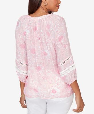 Petite Floral Silky Gauze Peasant Top
