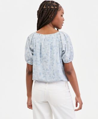 Women's Printed Short-Sleeve Bubble Top