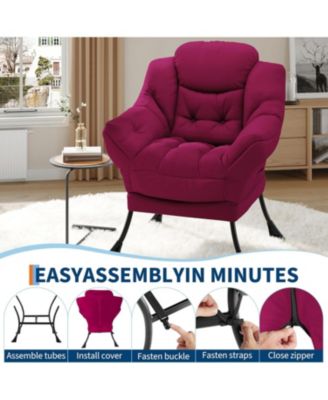 Lazy Chair for Living Room - Modern Large Accent Lounge Armchair with Side Pocket, Comfy Leisure Sofa Reading Chair for Bedroom