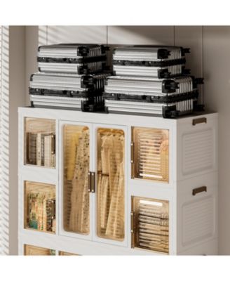 12 Magnetic Doors, 2 Hanging Rods & 16 Hangers Portable Wardrobe Closet