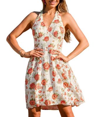 Women's Halter Pull-On Unlined Vacation Dress