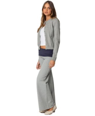 Women's Wide Leg Contrast Foldover Pants
