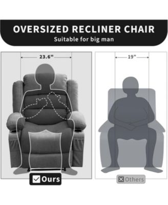 Recliner Chair, Comfy Overstuffed Chair with 3 Reclining Positions, 2 Side Pockets, 2 Front Pockets, Cup Holder