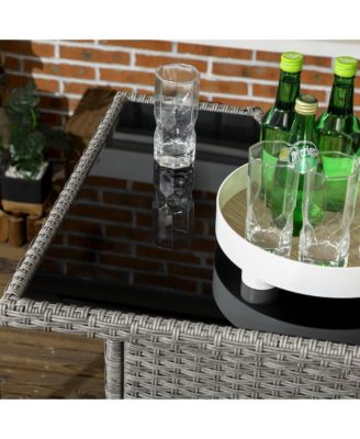 5 Piece Rattan Wicker High Top Outdoor Bar Table and Chairs Set