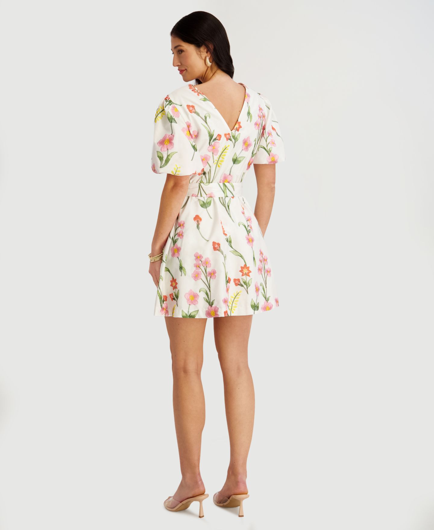 Женское платье Kensie Embroidered Woven V-Neck, цвет: Белый разноцветный — фото 4