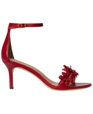 Women's Allie Mid-Heel Floral-Trim Sandals