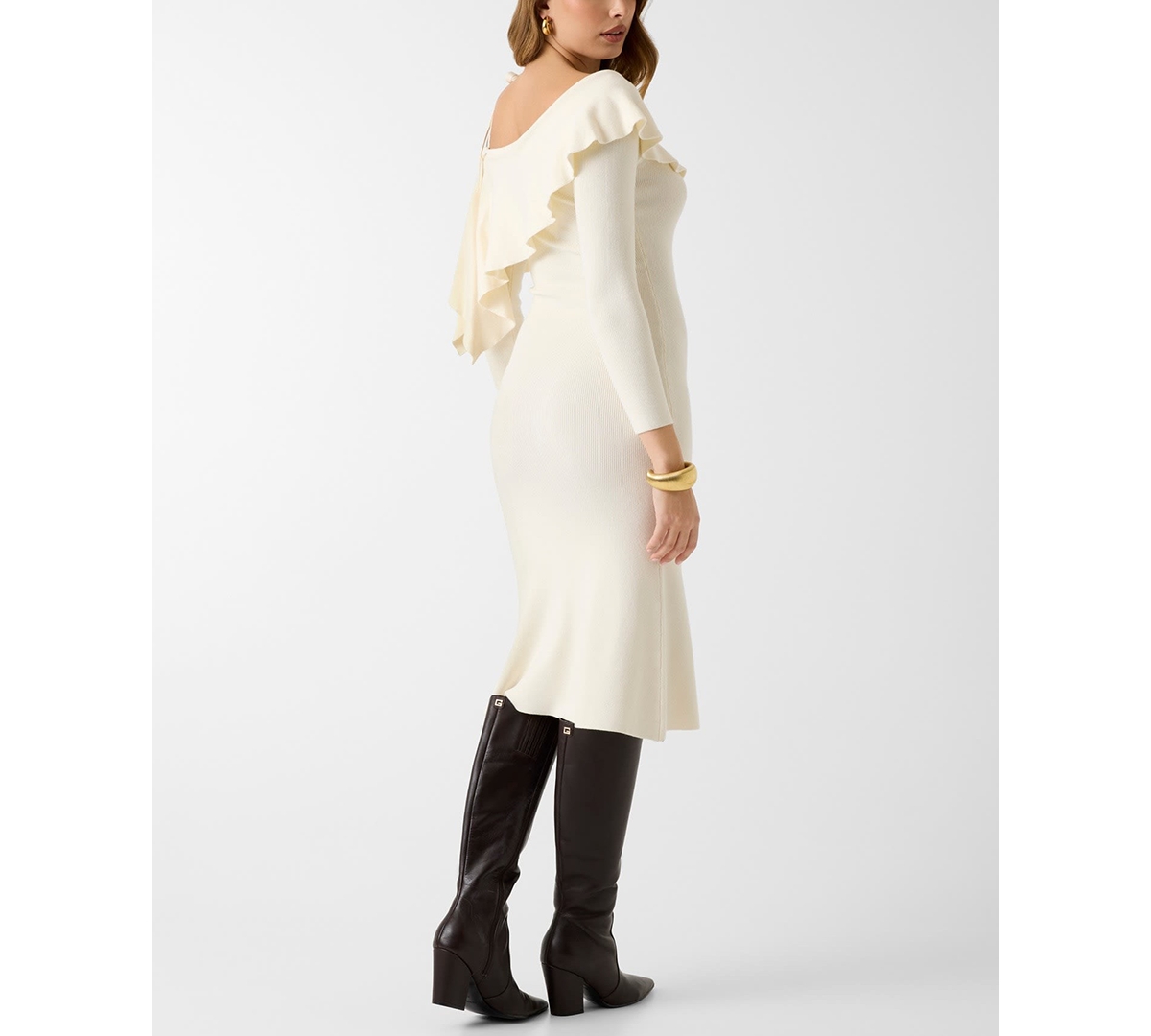 Guess Women's Long-Sleeve Off-The-Shoulder Ambrosia Rib Dress