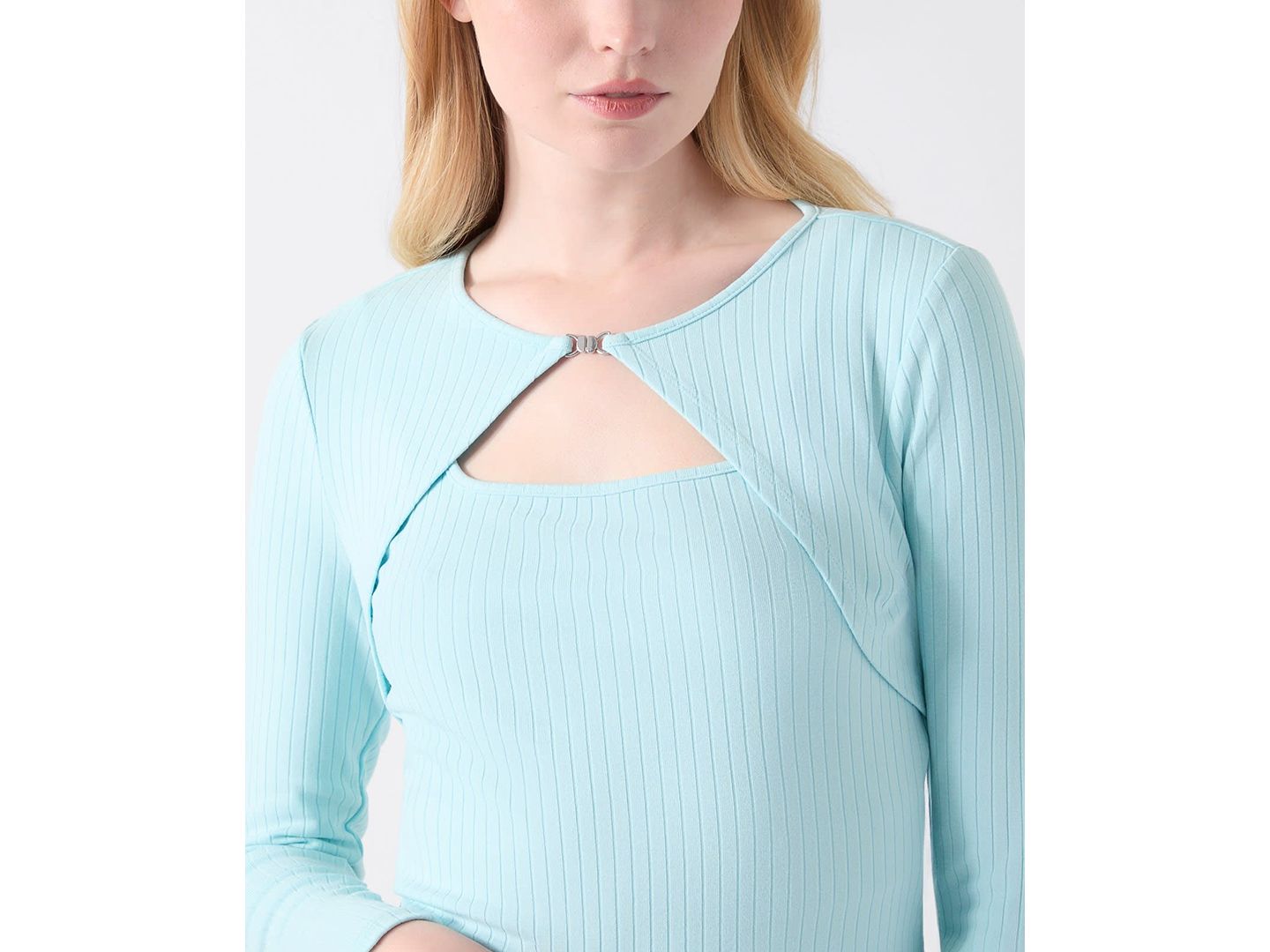 Женский топ GUESS Wren Cutout Long-Sleeve Knit, цвет: Синий — фото 4