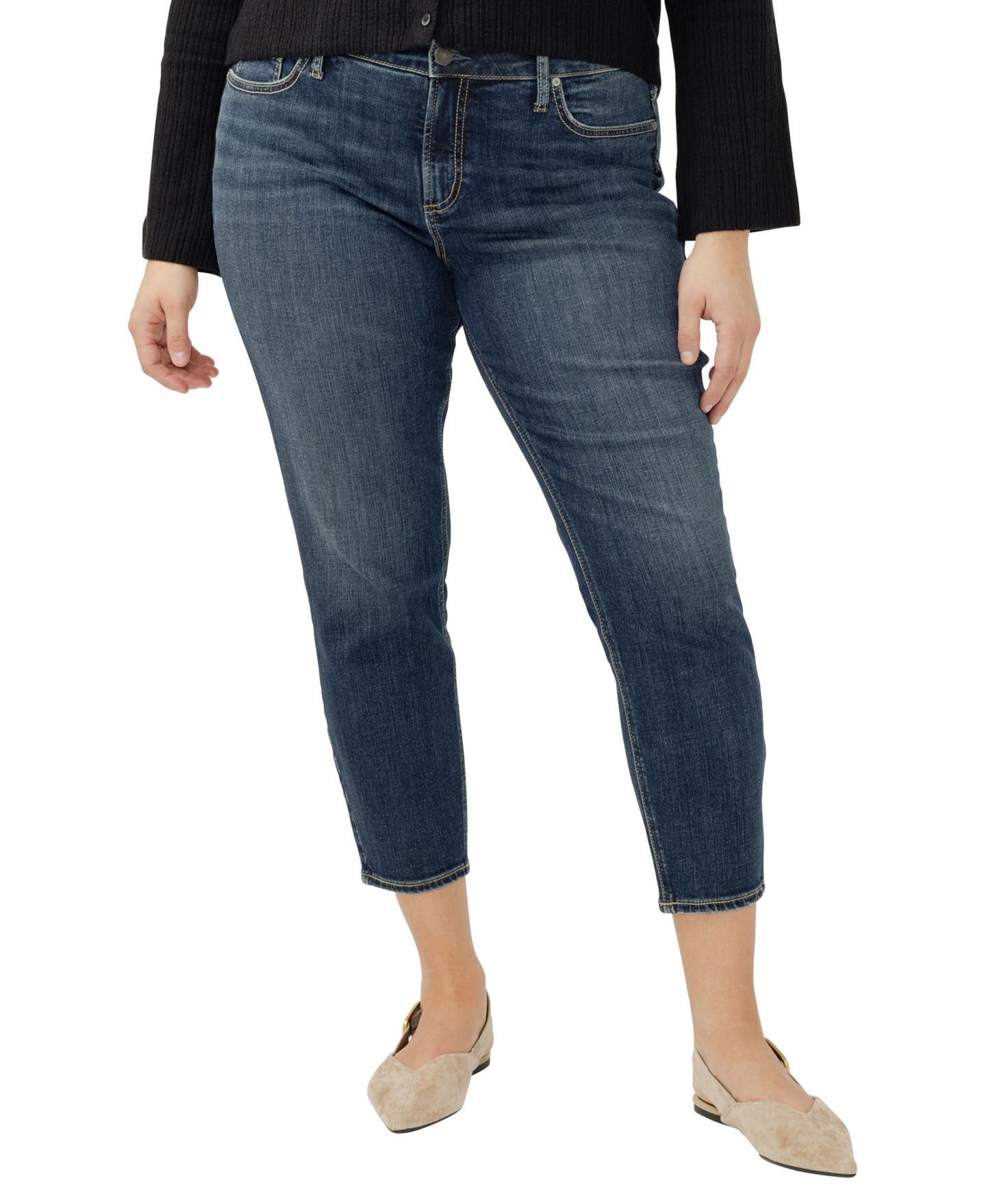 Женские джинсы Silver Jeans Co. Plus Size Elyse Skinny Cropped Jeans, цвет: Bonnie — фото 2