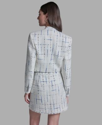 Women's Tweed Open Front Fringe Jacket