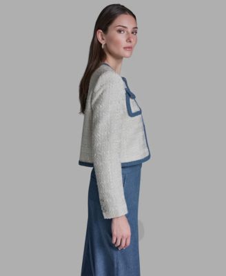 Women's Shoulder Padding Braided Denim Jacket