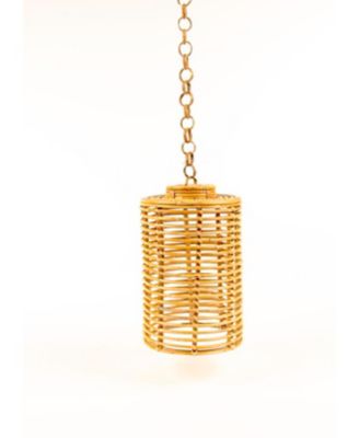 Oval Rattan Lampshade, Handmade Cane Hanging Light Shade, Natural Finish, 11 x 11 x 21 Inches for Home Decor