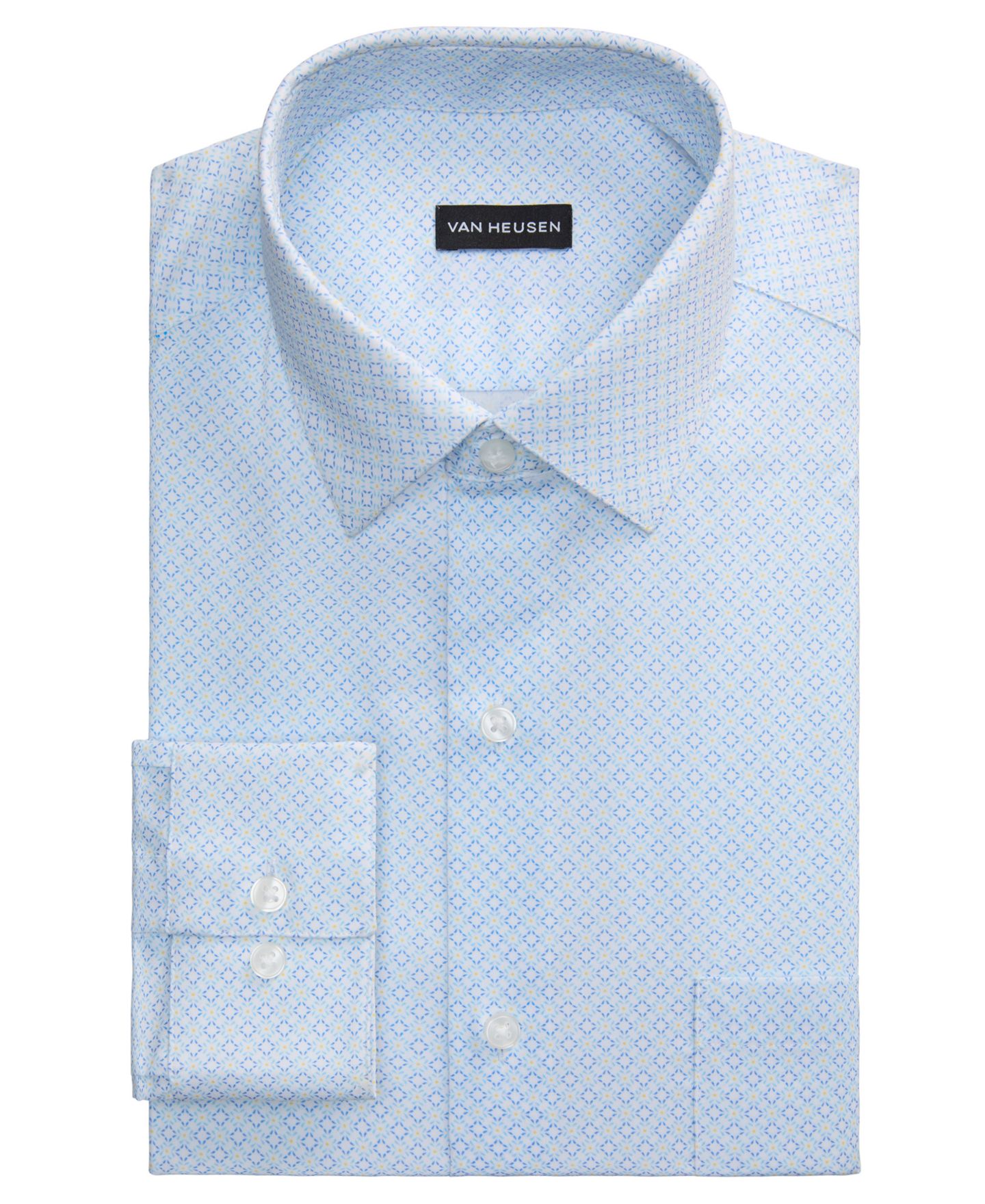 Мужская рубашка Van Heusen Everyday Defense, Regular Fit Dress Shirt, цвет: Синий — фото 3