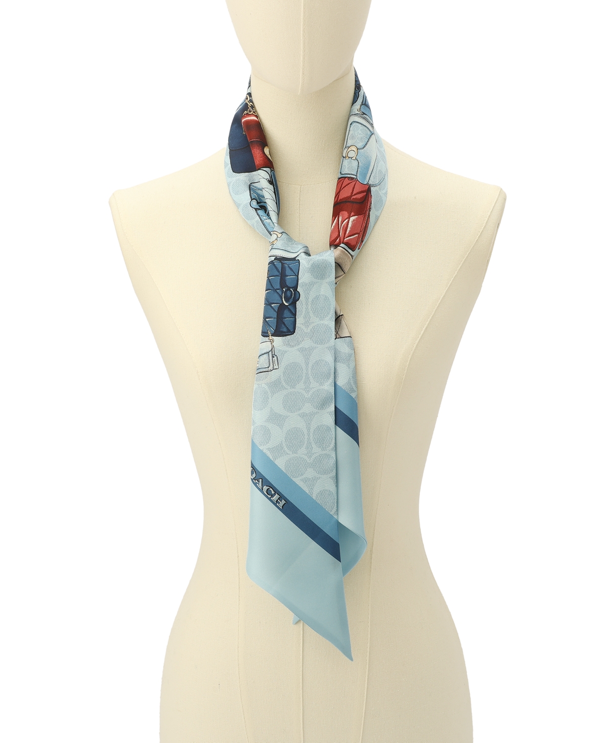 Coach Women's Stacked Tabby Printed Wide Silk Skinny Scarf