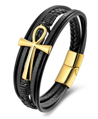 Men's Crux Gold-Tone Leather & Stainless Steel Bracelet