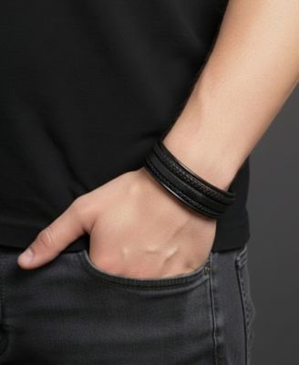 Men's Revenne Leather & Stainless Steel Bracelet