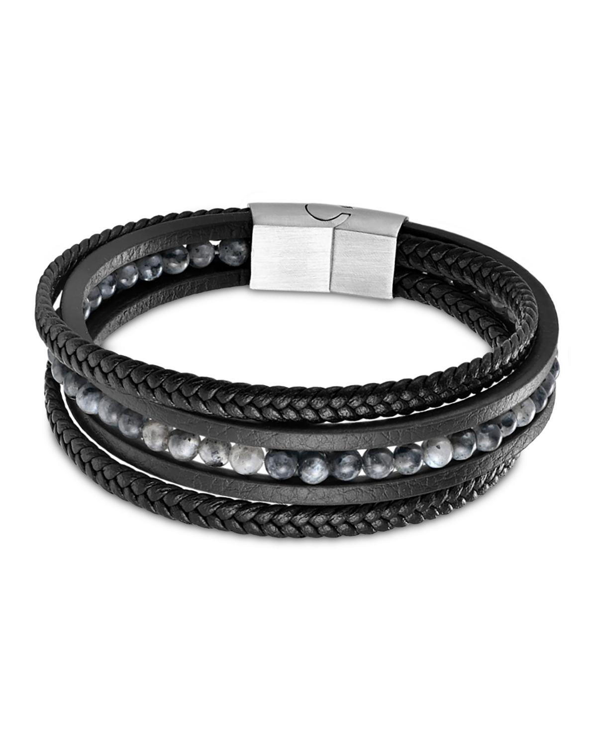 Rhona Sutton Men's Band Leather Bracelet in Stainless Steel