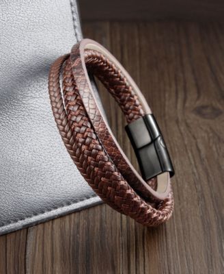 Men's Ardent Leather & Stainless Steel Bracelet