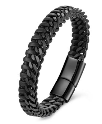 Men's Monarch Leather & Stainless Steel Bracelet