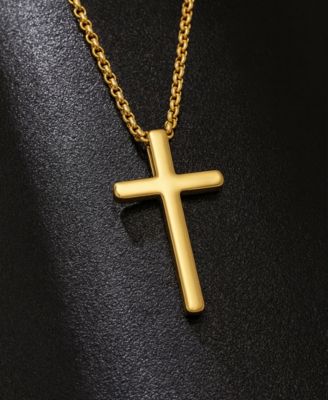 Men's Faith Cross Stainless Steel Pendant Necklace in 14k Gold-Tone