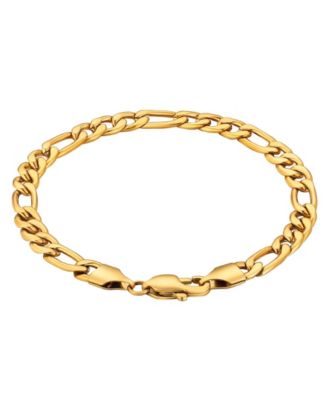 Men's Stainless Steel Figaro Chain Bracelet in 18k Gold Plated