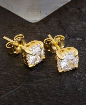 Men's Talon Iced Stud Earrings in 14k Gold Plated Sterling Silver