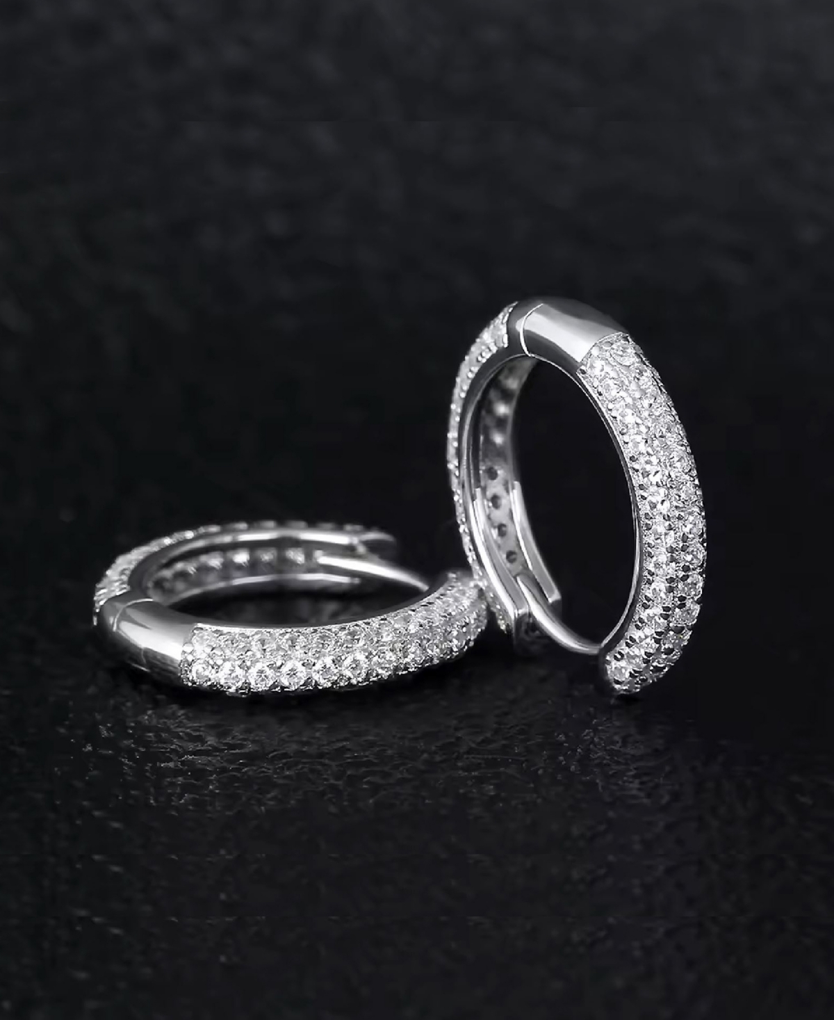 Rhona Sutton Men's Iced Valor Hoop Earrings in Sterling Silver