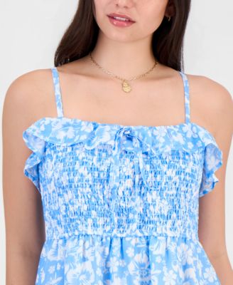 Juniors' Tiered Smocked Mini Dress