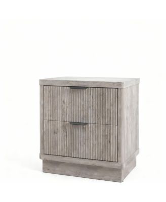 Elegant Fluted 2-Drawer Nightstand for Bedroom or Living Room