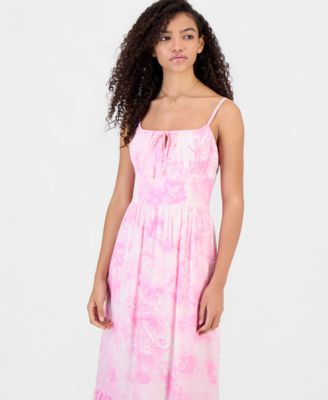 Juniors' Printed Tiered Midi Dress