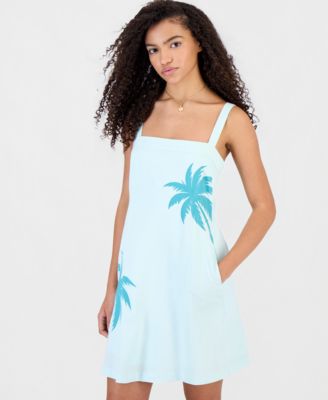 Juniors' Printed Linen-Blend Mini Dress